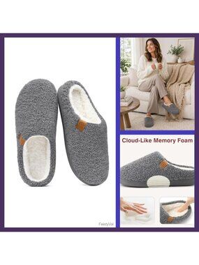 Curly Faux Wool Fuzzy Memory Foam Slippers House Shoes